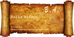 Balla Alfonz névjegykártya